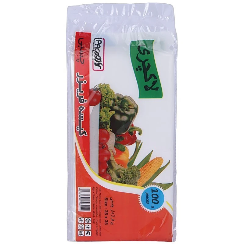 کیسه فریزر چسب دار لاکچری سایز 25*35 سانتی متر بسته 100 عددی
